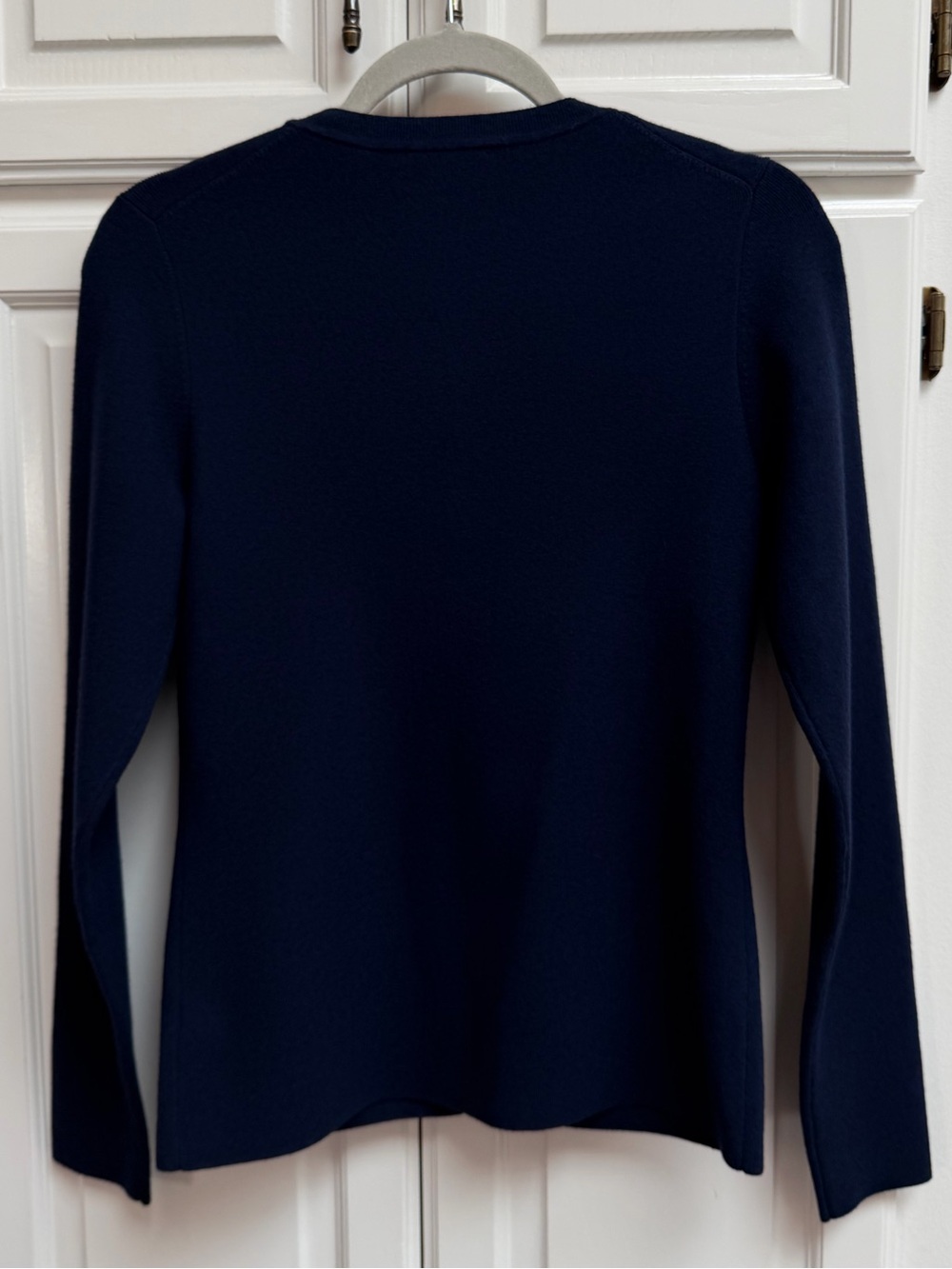 Aritzia Wilfred Shelly Cardigan Navy Blue Scalloped Detail Size Large - Picture 5 of 14